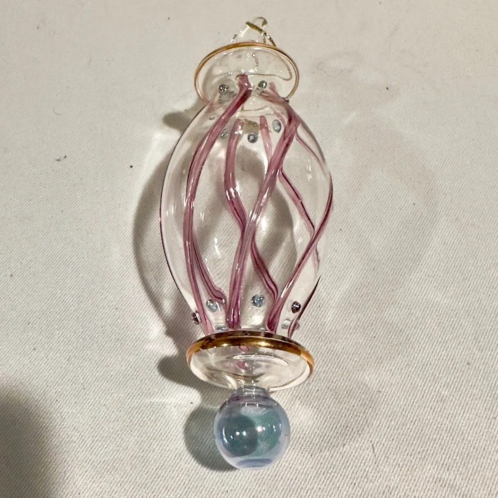 Vintage Moroccan Blown Glass Ornament 6”